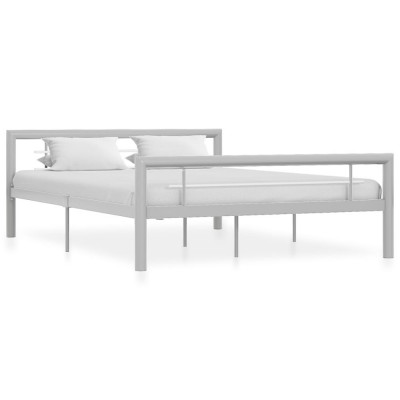 Cadru de pat, gri si alb, 140 x 200 cm, metal GartenMobel Dekor foto