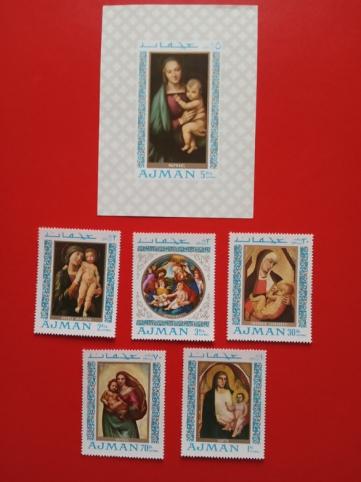 AJMAN, PICTURI - COLIȚĂ + SERIE COMPLETĂ MNH