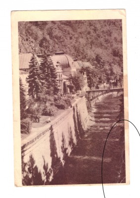 CP Herculane - Vedere, RPR, circulata 1958, sifonata la un colt foto