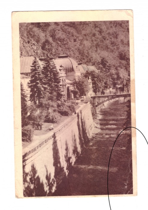 CP Herculane - Vedere, RPR, circulata 1958, sifonata la un colt