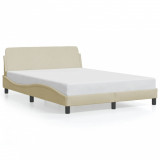 VidaXL Cadru de pat cu tăblie, crem, 120x200 cm, textil