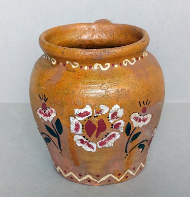 Ulcica din ceramica pictata, olarit traditional din zona Moldovei vechime 70 ani foto