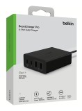 Belkin 108w 4-ports Usb Gan Desktop Charger (dual C &amp; A) 2m Cord Black