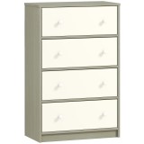 HOMCOM Comodă Modernă cu 4 Sertare Pliabile 58x30x91 cm, Alb și Gri | Aosom Romania