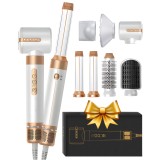 Uscator de par profesional, 7 in 1, Salon entru tine acasa, 110000 RPM,Ionizare, Alb cu diamante