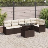 Cumpara ieftin Set de canapele pentru gradina cu perna 7 pcs Maro Rattan poli