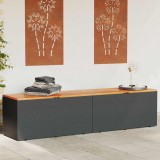 vidaXL Ladă depozitare grădină negru 220x50x54cm poliratan lemn acacia