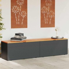 vidaXL Ladă depozitare grădină negru 220x50x54cm poliratan lemn acacia 365958