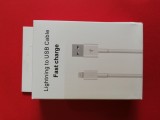 Cablu date iphone 5 6 7 8 10/ cablu de incarcare lighting fast charge 1m alb NOU