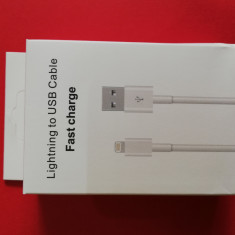 Cablu date iphone 5 6 7 8 10/ cablu de incarcare lighting fast charge 1m alb NOU