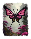 Cumpara ieftin Sticker decorativ, Fluture, Roz, 70 cm, 9077ST, Oem