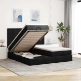 VidaXL Cadru de pat otoman cu saltele, material negru 180x200cm