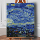 Set pictura pe numere (panza) Noapte instelata - Van Gogh Triptic II 50x40 cm, Jad