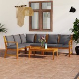 Cumpara ieftin Set mobilier de grădină cu perne, 5 piese, lemn masiv acacia