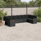 VidaXL Set canapele de grădină cu perne, 10 piese, negru, poliratan 3226321