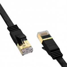 Cablu Re?ea Ethernet RJ45, 10 Gbps, CAT7, 1 metru, Negru, Fir Flat foto