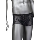 Boxeri sexy CALEXOTICS Radiance Boxer Briefs, lenjerie erotică pentru bărbați, din plasă cu strasuri, negru, mărime universală (50-3)