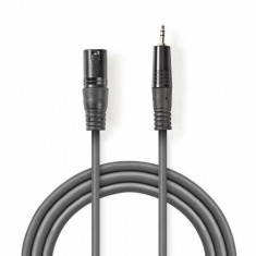 Cablu audio Nedis XLR 3-Pin tata - 3.5mm tata, 3m, gri foto