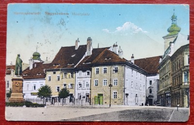 Sibiu - Huetplatz - Piata Huet - 1921 - circulata, printata color foto