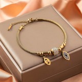 Brățară Aurie Charmuri Ochi cu Pietricele Zirconia, Accesoriu de Lux pentru