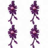 Cumpara ieftin Set 4 cleme de par mov 5 x 2 cm, model floral metalizat, design floral elegant, accesorii pentru coafuri feminine