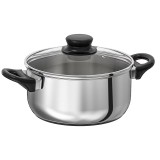 Oala din inox 2.8 L, capac sticla inclus, baza groasa, manere robuste, General