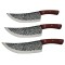 Set trei cutite de bucatarie IdeallStore&reg;, Japanese Soul, lucrate manual, otel damasc, maner lemn, maro