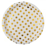 Farfurii Carton, Model Buline, Aurii, Set 6 Bucăți, Diametru 18 cm