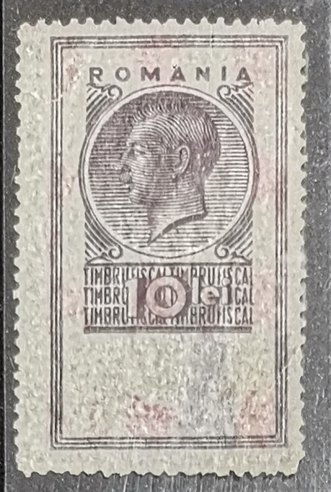 SV * Romania 10 LEI 1940 * Timbru Fiscal * hartie pelur * Regele Carol II