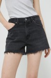 Cumpara ieftin Abercrombie &amp; Fitch pantaloni scurti femei, culoarea negru, neted, high waist