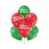 Set 6 baloane Merry Christmas rosu- verde, 30 cm