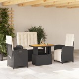 vidaXL Set mobilier de grădină cu perne, 4 piese, negru, poliratan 3277324