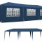 Cort pavilion pentru curte, gradina sau evenimente + pereti laterali cu ferestre, dimensiuni 3x9m, culoare Bleumarin