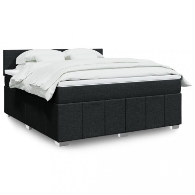 vidaXL Pat box spring cu saltea, negru, 180x200 cm, catifea 3289442 foto