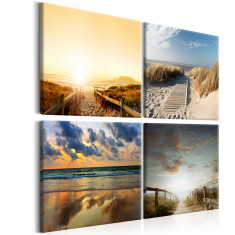 Tablou canvas 4 piese - Pe plaja viselor - 60x60 cm foto