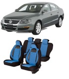 Set huse scaune compatibile VW Passat B6 (2005-2010) Piele + Textil (Compatibile cu sistem AIRBAG)