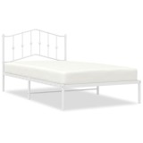 Cumpara ieftin Cadru de pat din metal cu tablie, alb, 100x200 cm