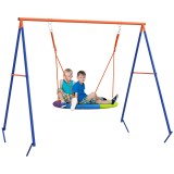 Outsunny Set de leagan pentru gradina, Leagan tip cuib pentru copii scaun de leagan cu structura in forma de A