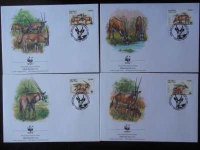 Eritreea-WWF,FDC Fauna-set complet foto