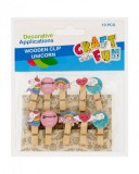 Set 10 carlige din lemn cu unicorn,Multicolor