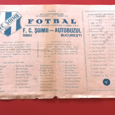 Program meci fotbal FC "SOIMII" SIBIU - "AUTOBUZUL" BUCURESTI (18.09.1980)