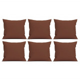 Set 6 perne decorative patrate, 40x40 cm, pentru canapele, pline cu Puf Mania Relax, culoare maro, Palmonix