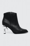Cumpara ieftin Karl Lagerfeld cizme de piele IKON HEEL femei, culoarea negru, cu toc drept, KL39035