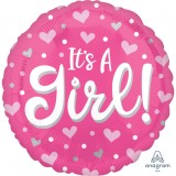 Balon folie It`s A Girl inimi si buline 43 cm