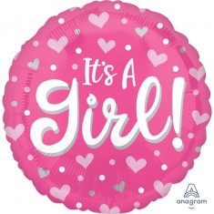 Balon folie It`s A Girl inimi si buline 43 cm foto