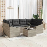 Cumpara ieftin Set de canapele pentru grădină cu pernă 7 pcs Gri deschis