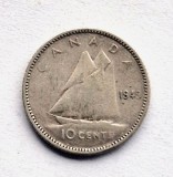 Canada 10 Cents 1949 km # 43 moneda din argint AG . 800