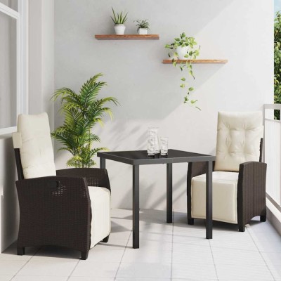 vidaXL Set de masă pentru grădină 3 pcs Maro poliratan foto