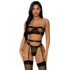 Set Lenjerie 4 Piese Damaris, Negru, L/XL