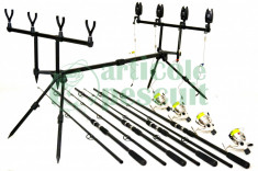 Kit Complet 4 Lansete MACKEREL &amp;amp; BASS 3m 4 Mulinete Si Rod Pod Full Echipat foto